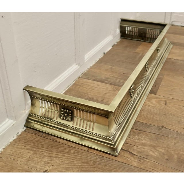 Vintage Victorian Pierced Brass Fender For Sale - Image 4 of 7