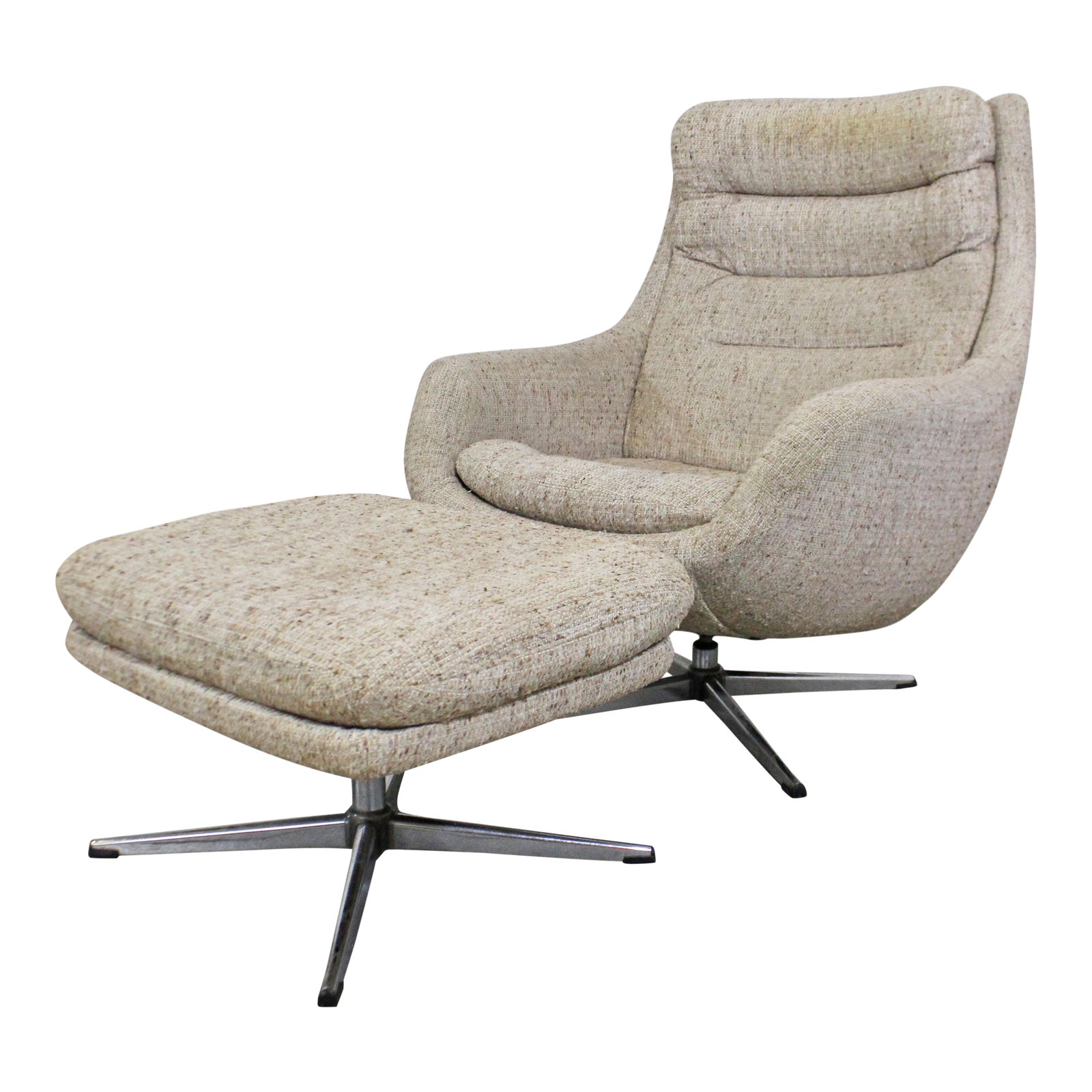 MidCentury Modern Overman Ab Swedish Chrome Swivel Lounge Chair