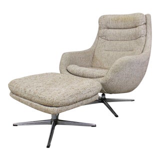 Mid-Century Modern Overman Ab Swedish Chrome Swivel Lounge Chair & Ottoman - a Pair For Sale