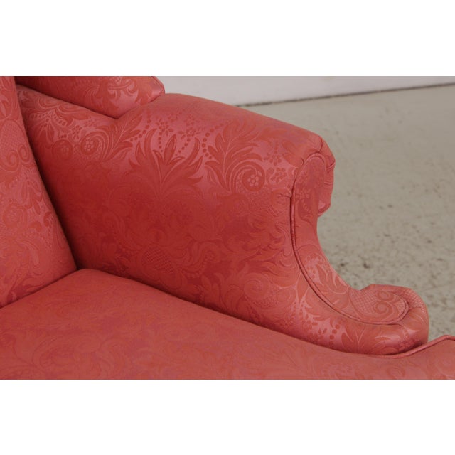 Hancock & Moore Damask Upholstered Wing Chair For Sale - Image 10 of 14