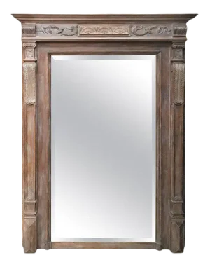 Large 19th Century French Neoclassical Style Cerused Beveled Mirror