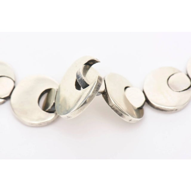 Vintage Sterling Silver Hallmarked Geometric Link Sculptural Necklace For Sale - Image 9 of 10