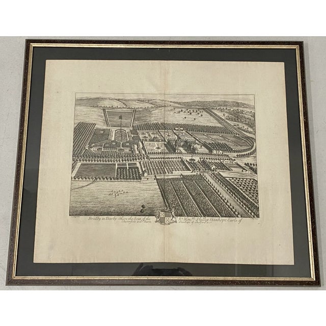 18th C. Engraving "Shire of the Seat of Phillip Stanhope, Earl of Chesterfield" C.1724 For Sale - Image 13 of 13