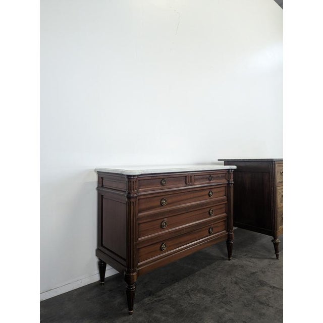 Louis XVI Style Chest of Drawers in Mahogany and Carrara Marble, in Very Good conditions.