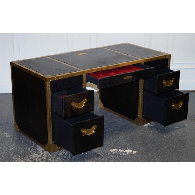 Timothy Oulton Cumberland Collection Aged Leather Desk with Red Velvet Lining A magnificent Timothy Oulton desk from the...