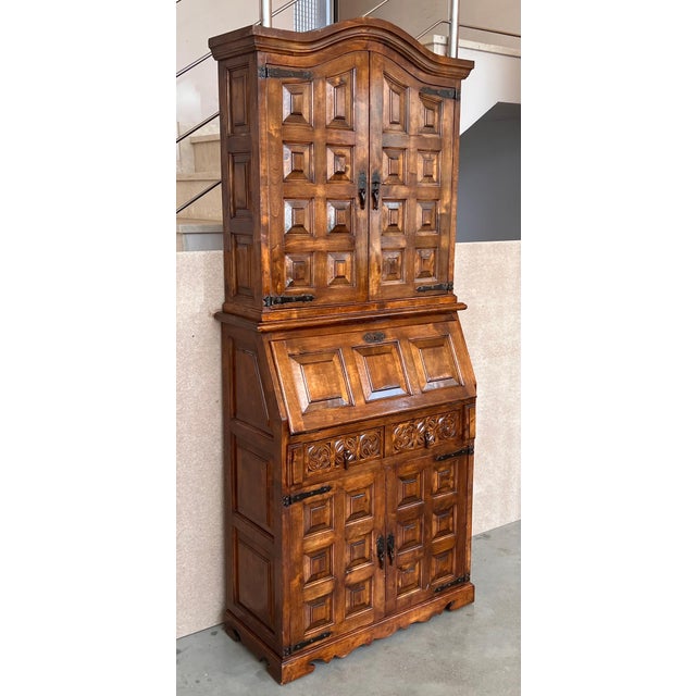 Late 19th Century Spanish Walnut Bureau Bookcase ‘Secretaire’ For Sale - Image 16 of 18