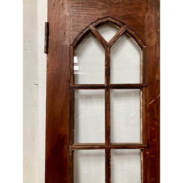 Brown French Door Panels With Arch Top 14 Panes of Glass Set Size 87 X 46 For Sale - Image 8 of 12