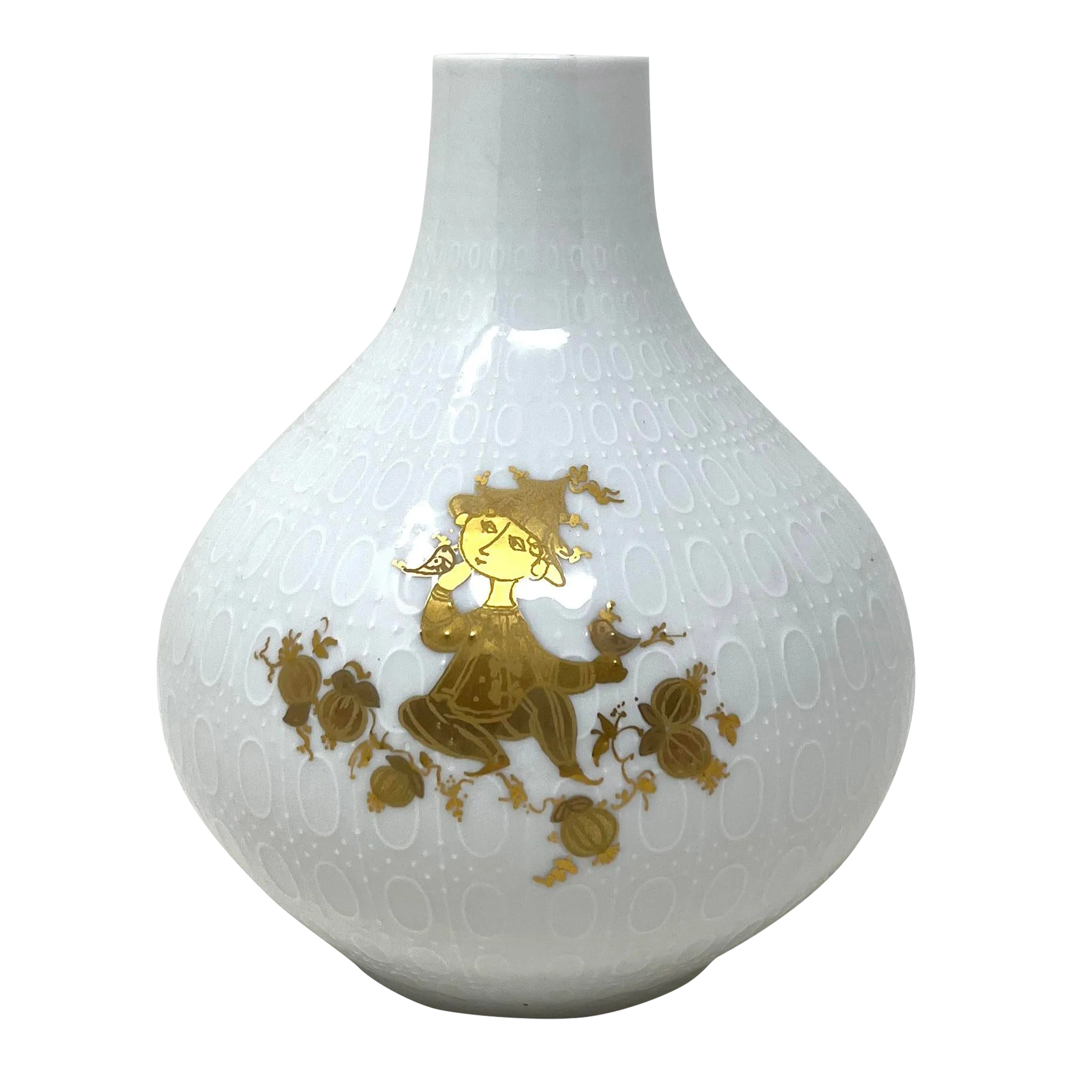 1960s Bjorn Wiinblad Relief White Porcelain Vase for Rosenthal