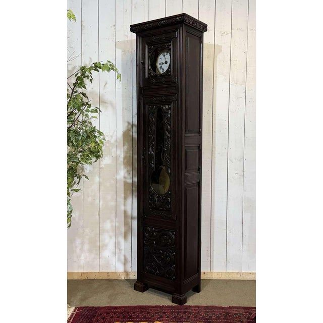 Oak Clock with Saint Gonery Motifs by Joseph Savina For Sale - Image 11 of 18