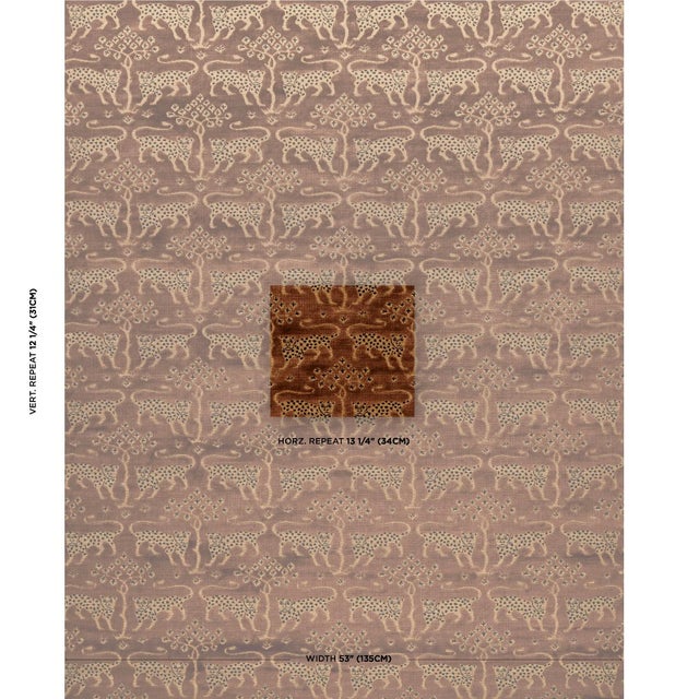A host of historic paintings and textiles served as source material for this fabulously stylized leopard and tree motif....