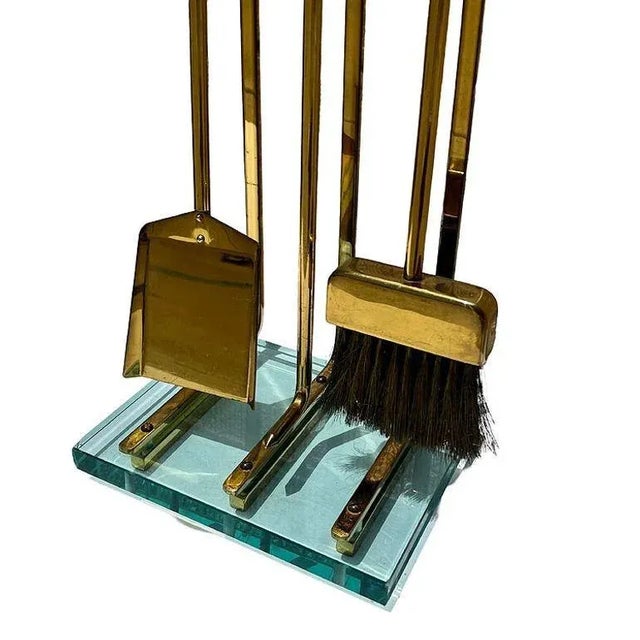 1970s 1970s Italian Modernist Brass and Glass Fireplace by Fontana Arte For Sale - Image 5 of 5