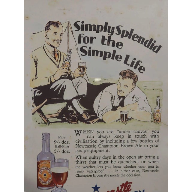 Super Newcastle Brown Ale pub advertising sign, large original, great patina with no text or color loss. Suitable to hang...