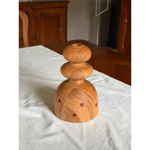 Oak, Bougeoir 4 Candlestick by Romain des Bois Dimensions: D 13 x H 20 cm. Materials: Oak.