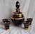Art Deco Liqueur Set in Black Glass with Gold Painting by Boom, 1930s, Set of 5 For Sale - Image 6 of 6