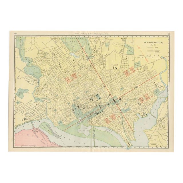 Antique Map of Washington, D.C., The Nations Capital from Rand McNally, 1899 For Sale