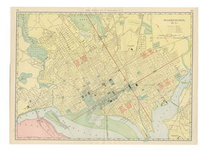 Antique Map of Washington, D.C., The Nations Capital from Rand McNally, 1899