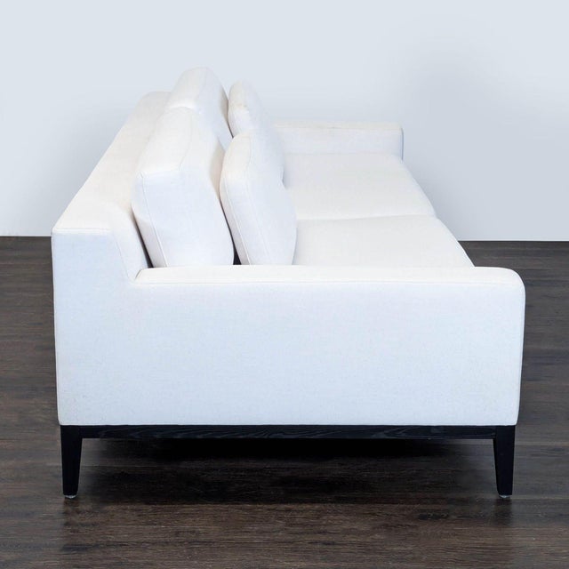 Restoration Hardware Restoration Hardware Italia Modern 3-Seat White Sofa With Clean Lines and Bronze Legs For Sale - Image 4 of 7