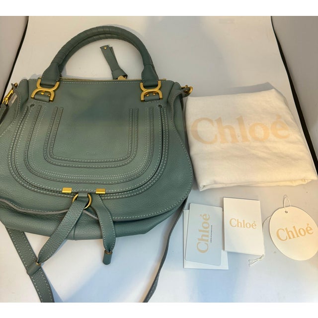 Chloé Women's Gray Marcie Small Double Carry Foldover Tote Bag, Brand New For Sale - Image 17 of 18