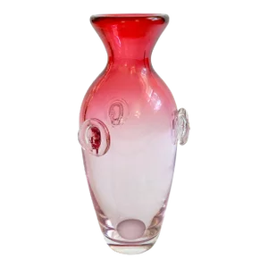 1960s Chalet Glass Rubina Vase With Sergio Pagnin Faces