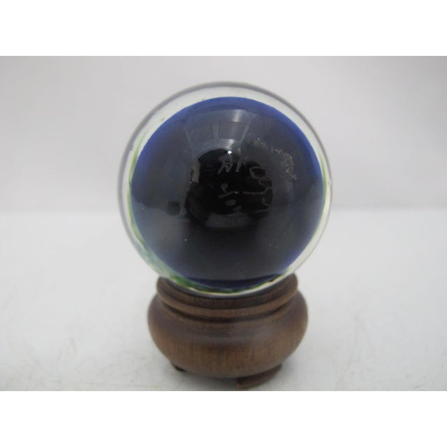 Nautical David P Salazar Glass 3d Ocean Angel Fish Marble Paperweight on Stand For Sale - Image 3 of 8