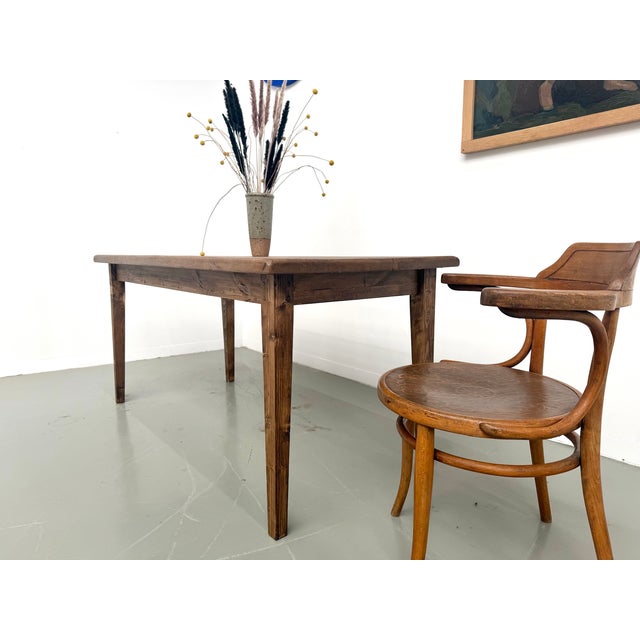 Oak Farmhouse Table with Tapered Pine Legs, France, 1950s For Sale - Image 18 of 18