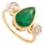 2.29ct Deep Green Emerald Pear Engagement Ring With Round Diamonds in 18k Gold Size 5 For Sale