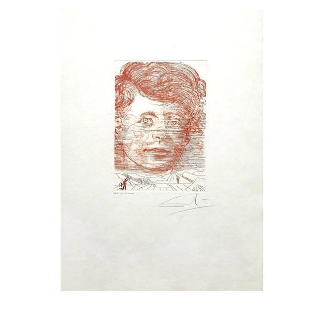 Salvador dali - john kennedy - original hand signed etching dimensions: 38 x 28 cm 1968 signed in pencil ea in sanguine...