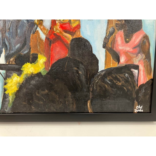 This oil painting on canvas is an about music. There are the people in the audience, a musician and two singers. Custom...