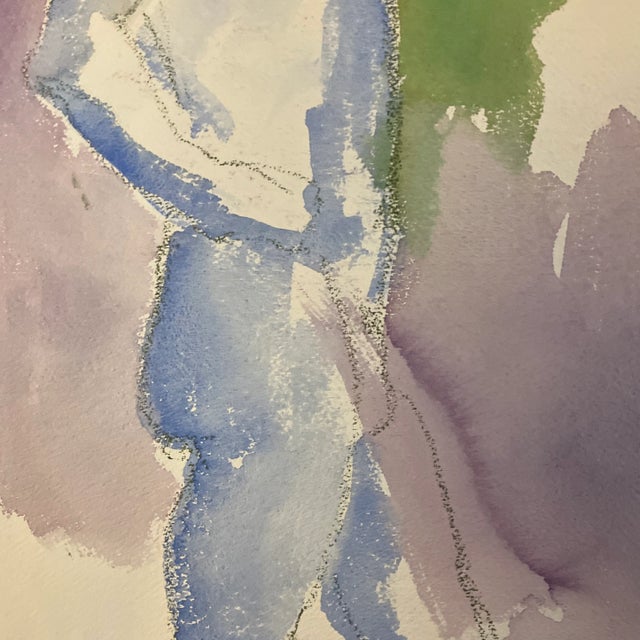 Abstract 1970’s Vintage Original Male Nude Watercolor Painting Double Sided For Sale - Image 3 of 6