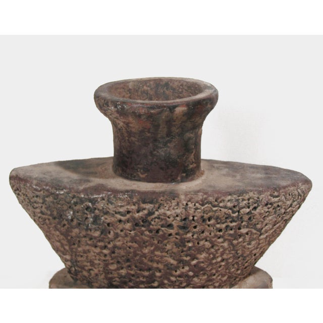Brutalist Studio Pottery Vase – Hand-Built Stoneware, Volcanic Texture, Circa 1970s For Sale - Image 4 of 13