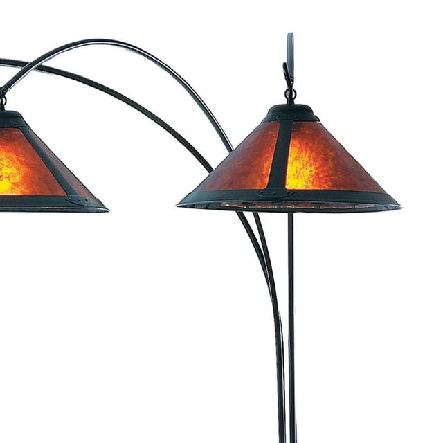 Mid-Century Modern 1960s Nova of California Mid Century Natural Mica Floor Lamps - 86" Espresso Wood , Bronze & Amber Mineral Mica, Dimmer Switch For Sale - Image 3 of 12