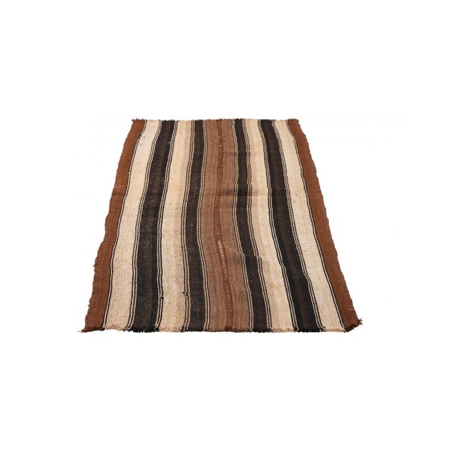 Mid-Century Modern Brown Striped Vintage Kilim Rug - 3`2″ X 6`11″ For Sale - Image 3 of 6