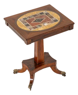 English Regency Rosewood and Marble Table, 19th Century