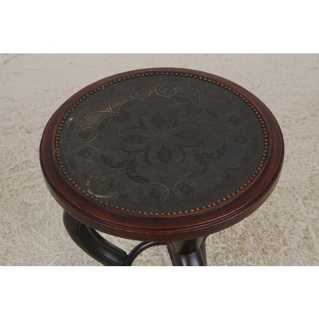Traditional Maitland Smith Mahogany and Metal Round End Table For Sale - Image 3 of 13