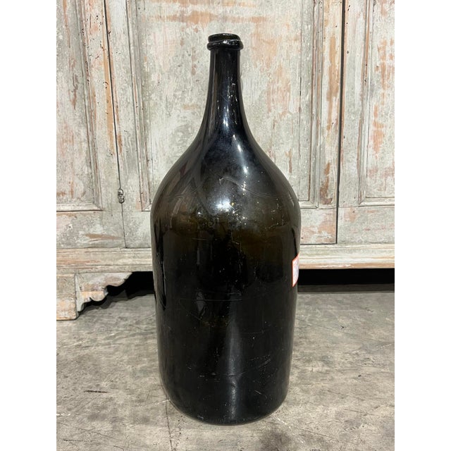 French Large Antique French Hand Blown and Painted Wine Bottle, Normandy, Circa 1880s For Sale - Image 3 of 8