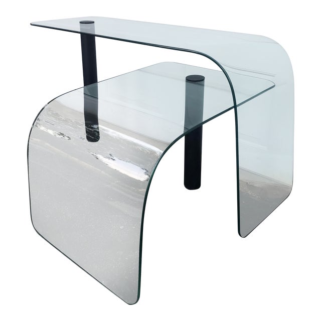 1980s Minimalist Glass Waterfall Sofa Table or Matching End Table Chairish