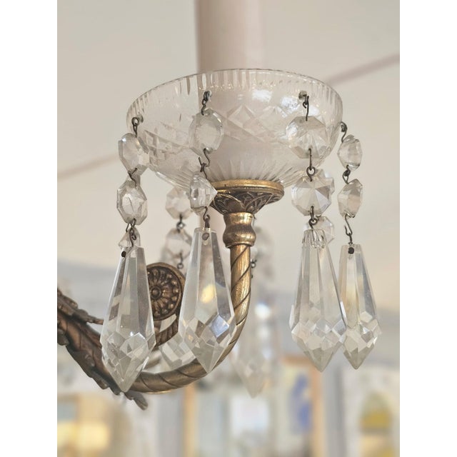 1930s French Empire Gilt Bronze and Crystal Chandelier With 8 Arms For Sale - Image 9 of 14