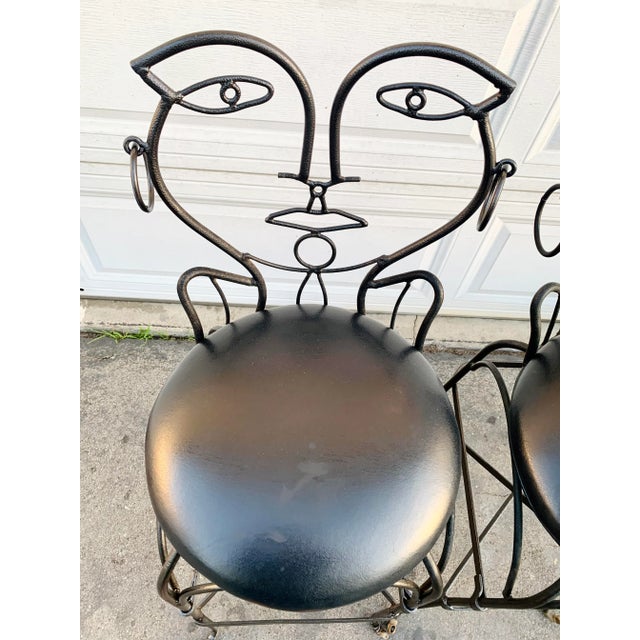 Art Deco John Risley Style Wrought Iron Bar Stools For Sale - Image 3 of 10