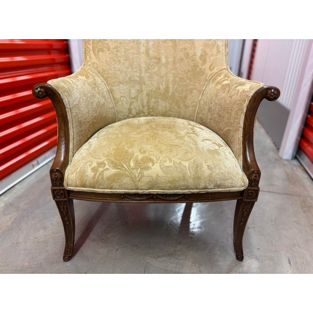 Ivory 1930s Pair of Beautifully Carved Mahogany Vintage Arm Chairs For Sale - Image 8 of 12