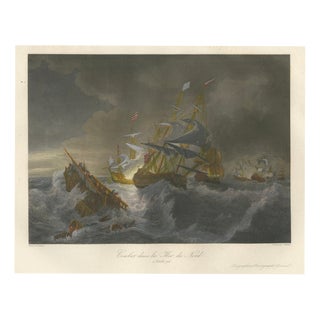 After Théodore Gudin, Battle in the North Sea at Calais, 1845, Engraving For Sale