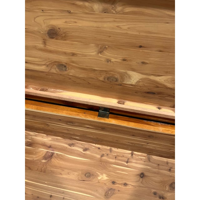 Brown 1960s Mid Century Cedar Wood Chest Wheels For Sale - Image 8 of 10