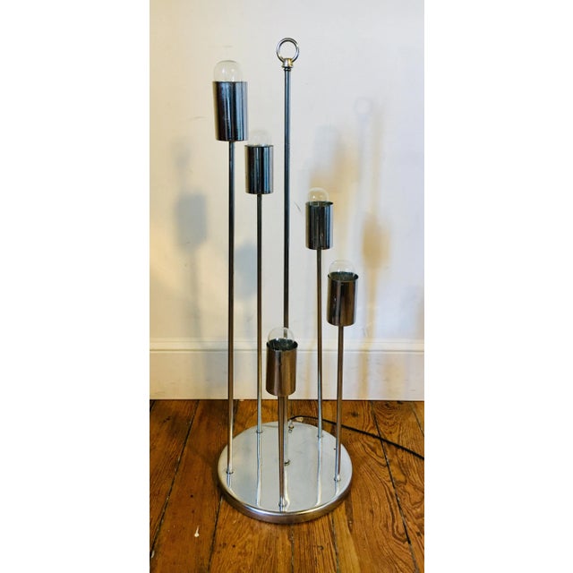 1970s Space Age Chrome 5 Light Table Lamp For Sale - Image 10 of 10