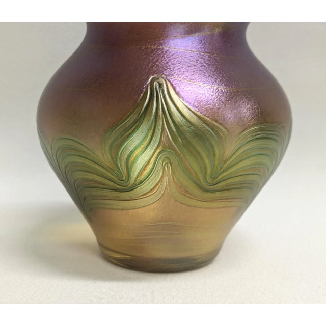Art Nouveau Loetz Style Bohemian Art Glass Vase For Sale - Image 3 of 9