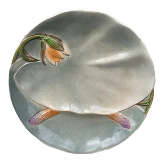 Majolica Water Lily Asparagus Plate Saint Clement Circa 1900 For Sale