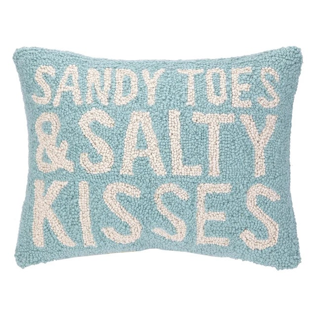 Contemporary Sandy Toes & Salty Kisses Hook Pillow, 12" x 16" For Sale - Image 3 of 3