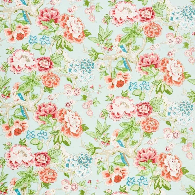 Sample- Schumacher X Mary Mcdonald Bermuda Blossoms Fabric in Aqua ...