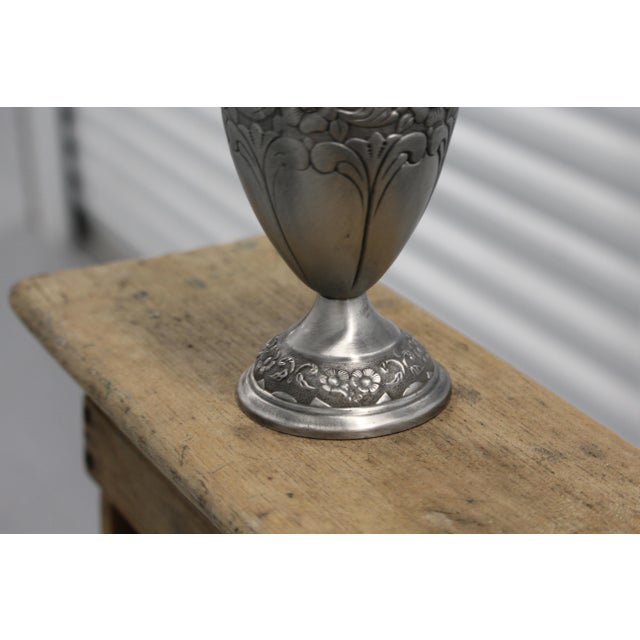 Art Nouveau Ornate Pewter Vase, France, 1920s For Sale - Image 10 of 11