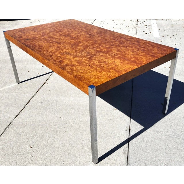 Harvey Probber MCM Burl Dining Conference Table 2 Leaves For Sale In Miami - Image 6 of 11