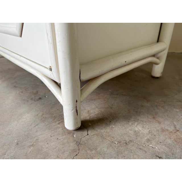 Vintage Bent Rattan White Painted Bookcase For Sale - Image 12 of 13