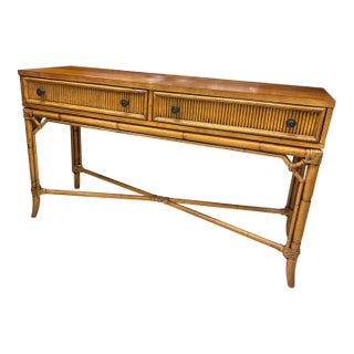 Tommy Bahama Rattan Console Table For Sale
